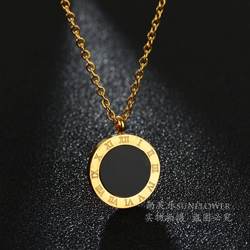 Eleple Simple Roman Digital Stainless Steel Necklaces Women Fashion Party Celebration Gifts Necklace Jewelry Accessories S-N28 | Украшения