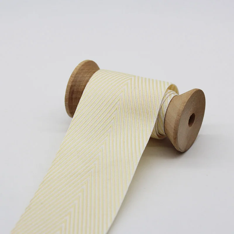 38mm Cream Двусторонняя полосатая шевронная лента в елочку, тканые ленты 1," 38 мм 1 дюйм 25 мм, розовый, синий, темно-синий, кремовый, ярко-розовый, черный и белый цвета - Цвет: 38mm Cream