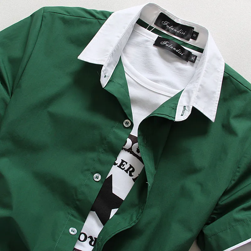 2019 Новые мужские повседневные рубашки с коротким рукавом вышивкой высокого