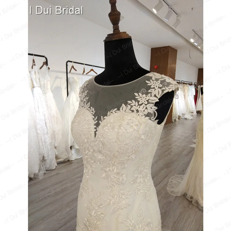 Crystal Tassel Wedding Dress A line Lace Appliqued Bridal Gown Factory Real Photo