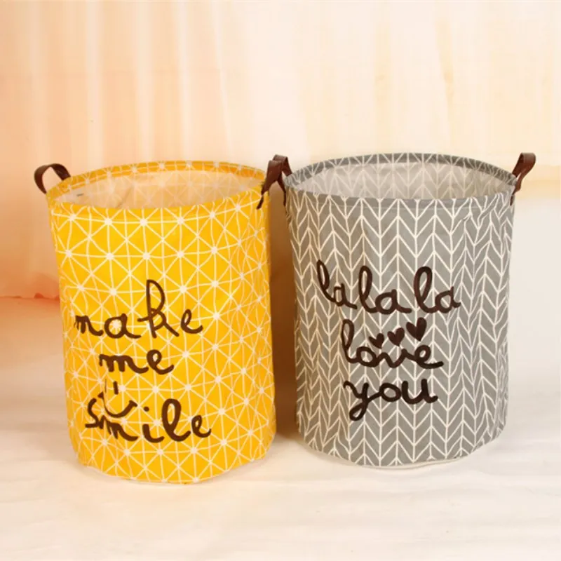 

Storage Baskets Folding Laundry Basket Yellow Arrow Couple Linen Washing Clothes Barrel Bags With Handles Kids Toys Hamper Bag