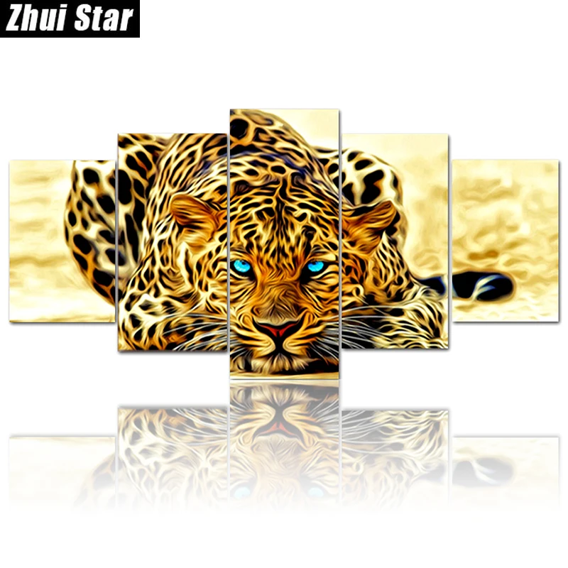 

Zhui Star 5D DIY Full Square Diamond Painting "Animal Leopard" Multi-picture Combination 3D Embroidery Cross Stitch Mosaic Decor