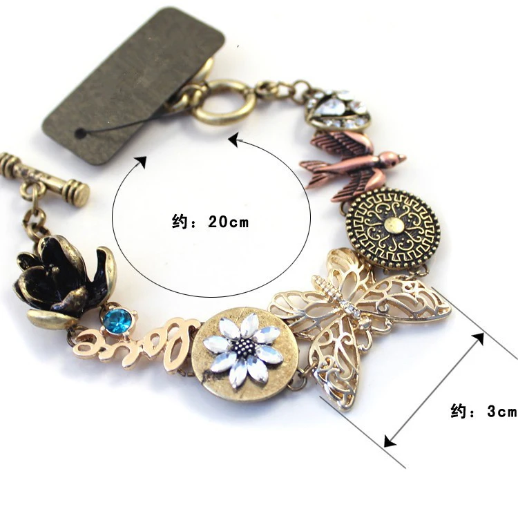 Новые модные ретро полые браслеты с буквами бабочки для женщин оптом свадебные