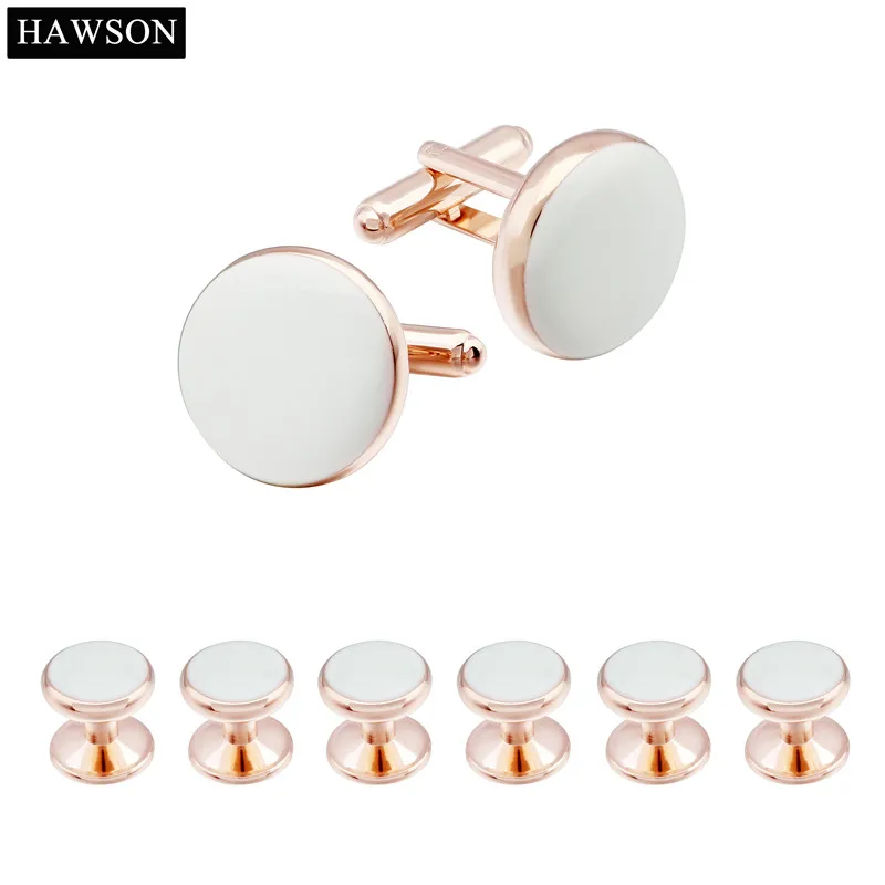 HAWSON классика Розовое золото Свадебные Комплект застежек запонки Для мужчин люкс
