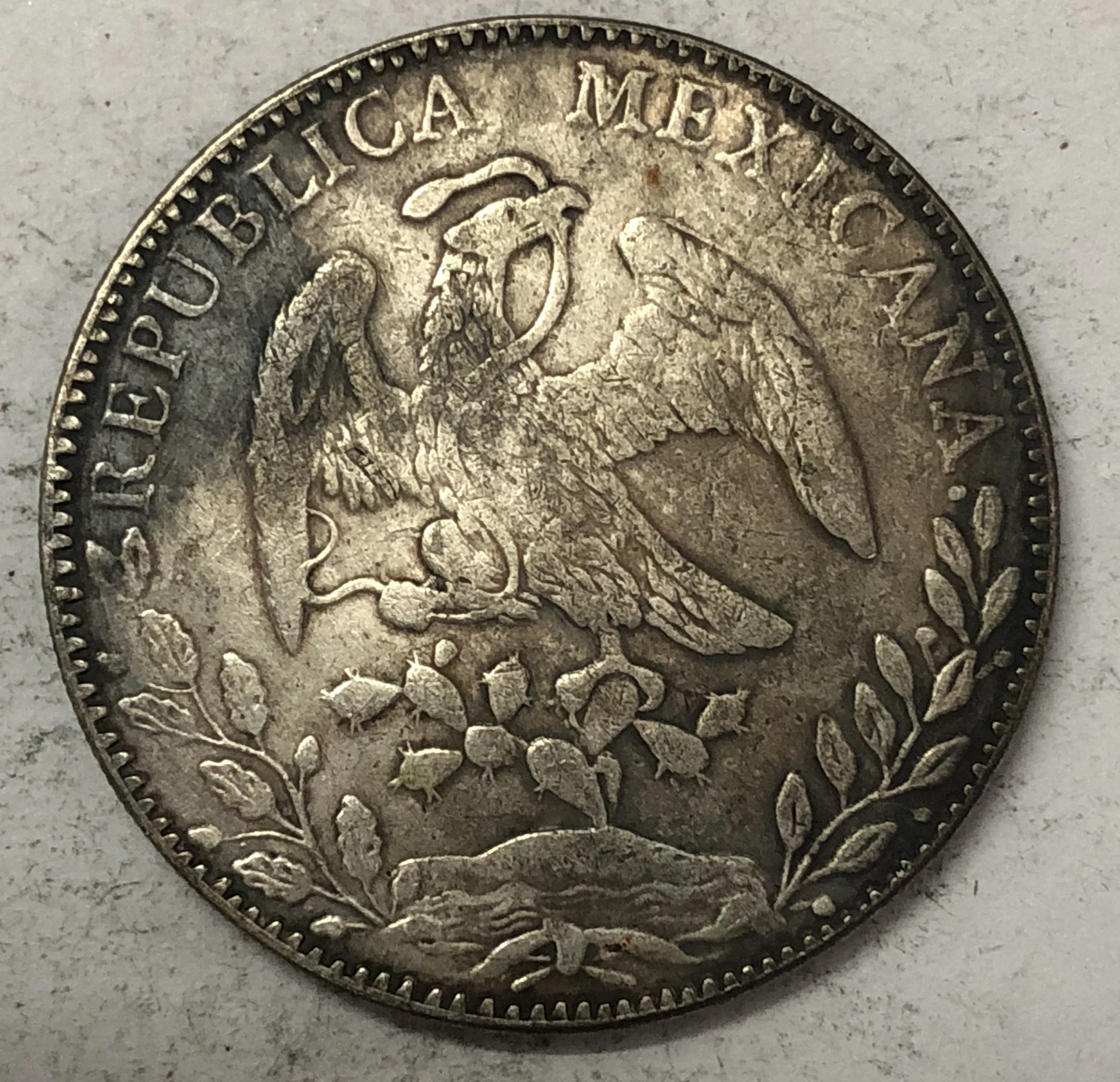 1881(MO am) Мексика 8 Reales Посеребренная Имитация монеты