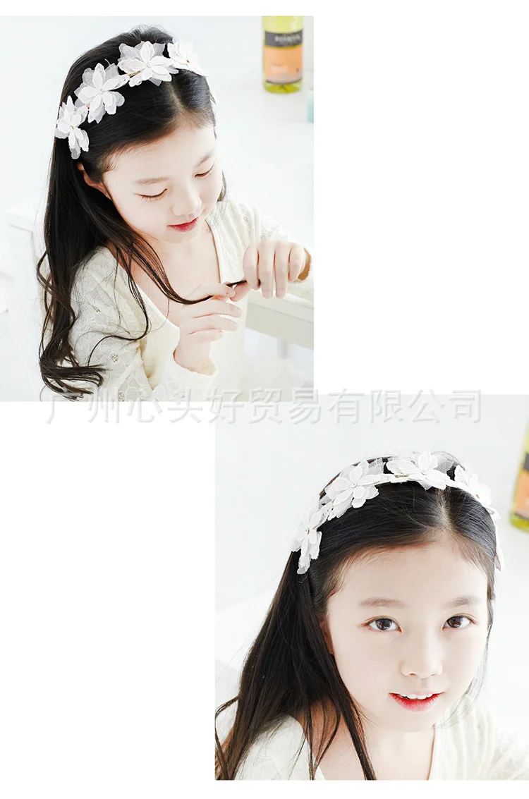 Корейская кружевная Цветочная корона ободок для волос с вышивкой девочек