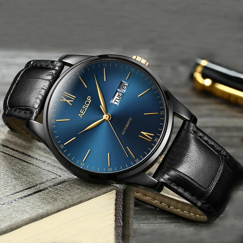 Мужские автоматические механические минималистичные наручные часы AESOP простые