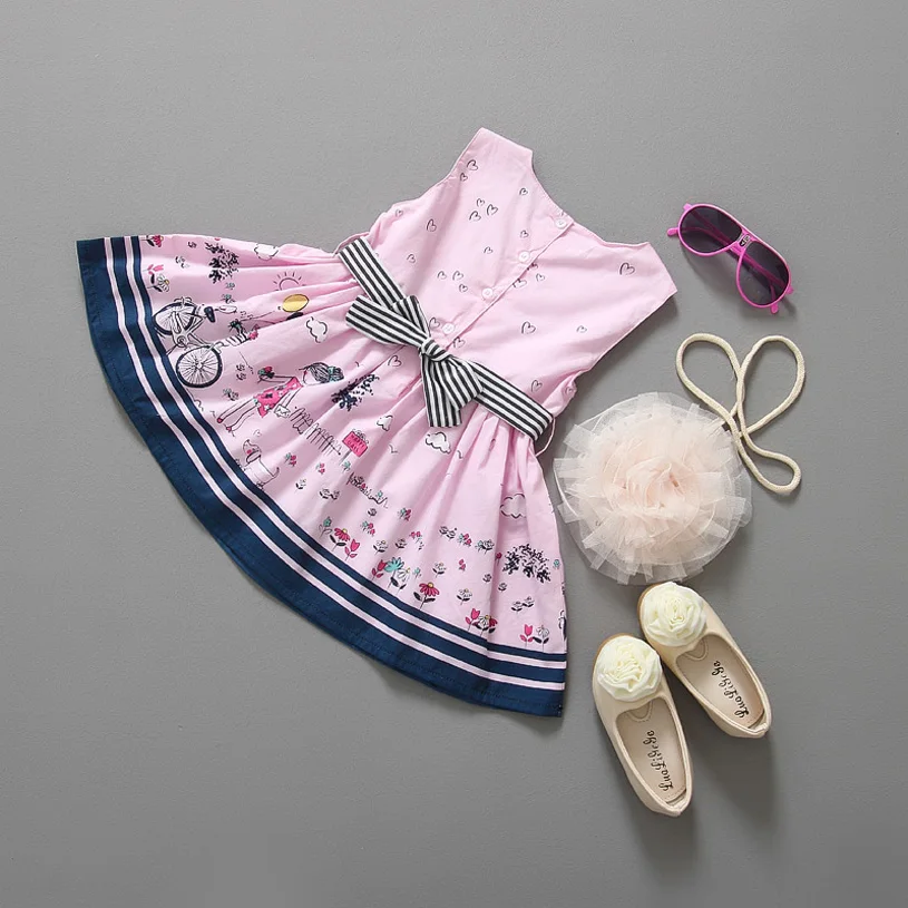 Summer Girl Dress New Children Clothing Baby Girls Casual Fashion Dresses Cartoon Princess | Детская одежда и обувь