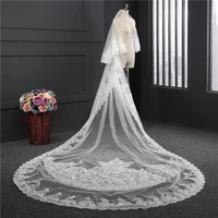 2018 new 3 5m long two layers with comb beautiful cathedral veil lace wedding veil hot sell ee9008