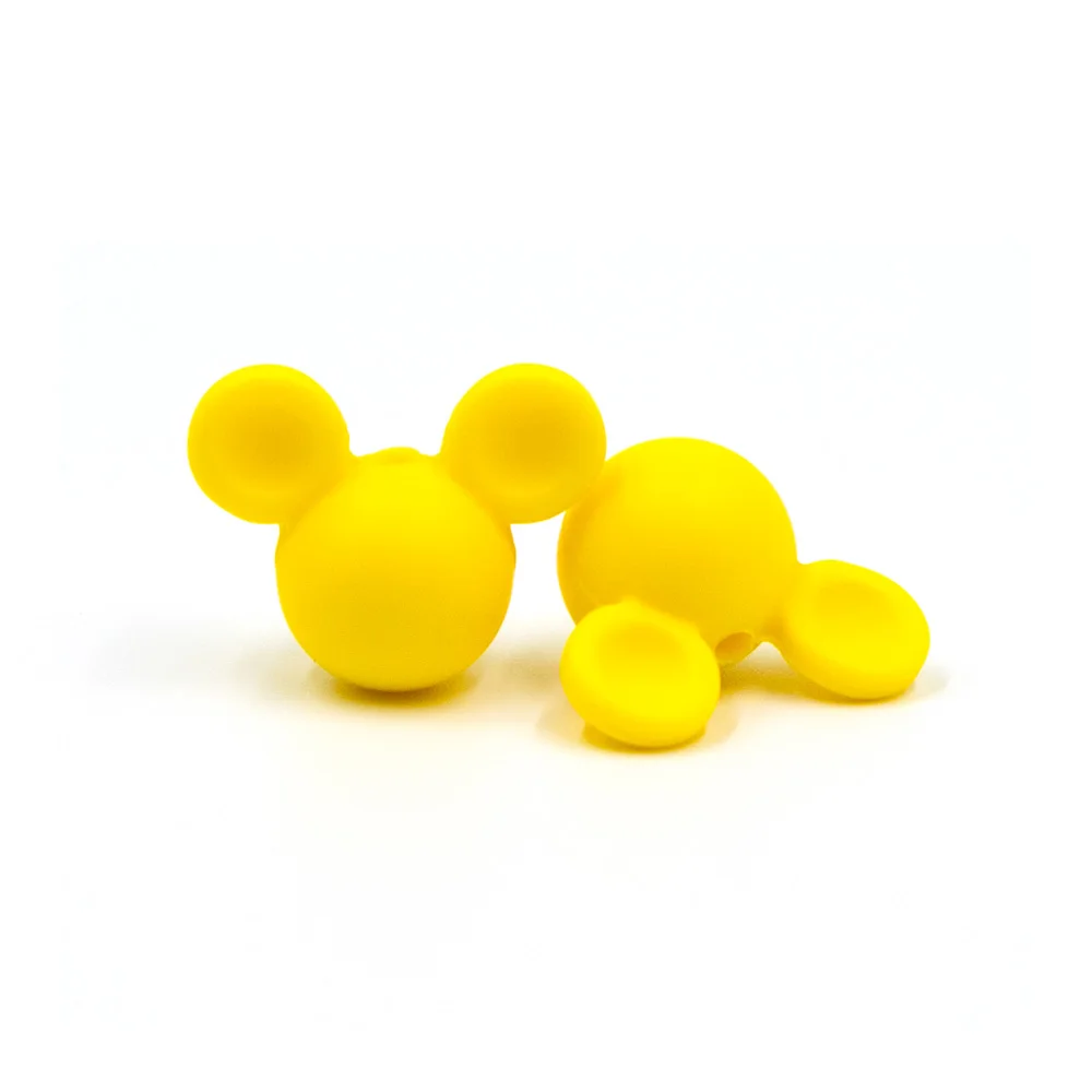 Yellow 10 шт. Микки силиконовые бусины, Прорезыватель игрушки Жевательные бусы BPA бесплатно DIY Perle силиконовые Товары для малышей - Цвет: Yellow