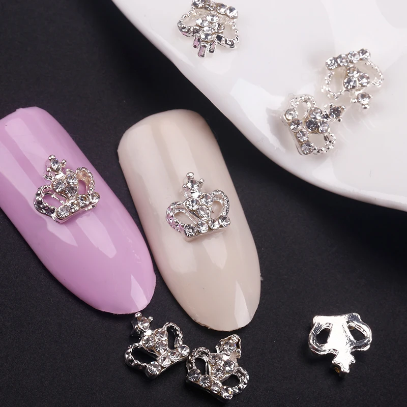 стразы для ногтей на ногти маникюра 10 шт. Блестящие серебряные сплава стразами