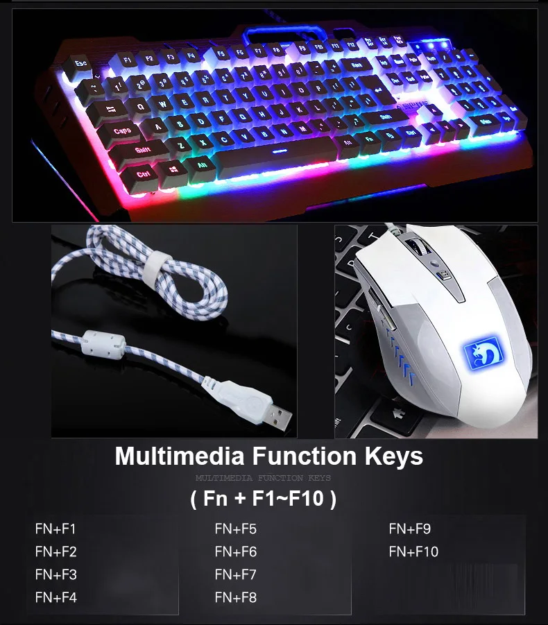 Проводной светодиодный мультимедийный Эргономичный Usb игровой клавиатуры мышь комбинированная подсветка 2000 dpi набор Оптической Геймерской Мыши+ коврик для мыши