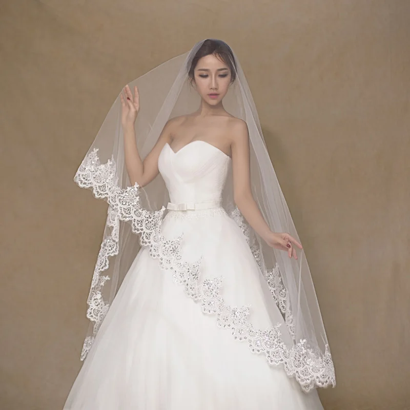 Свадебные аксессуары 2017 тюль с кружевной кромкой длина 3 м кружевная вуаль цвета