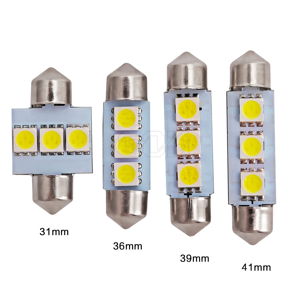 Оптовая продажа 10 шт./лот festoon led c5w 31 мм 36 39 41 3SMD 5050 SMD LED C5W внутренняя Светодиодная
