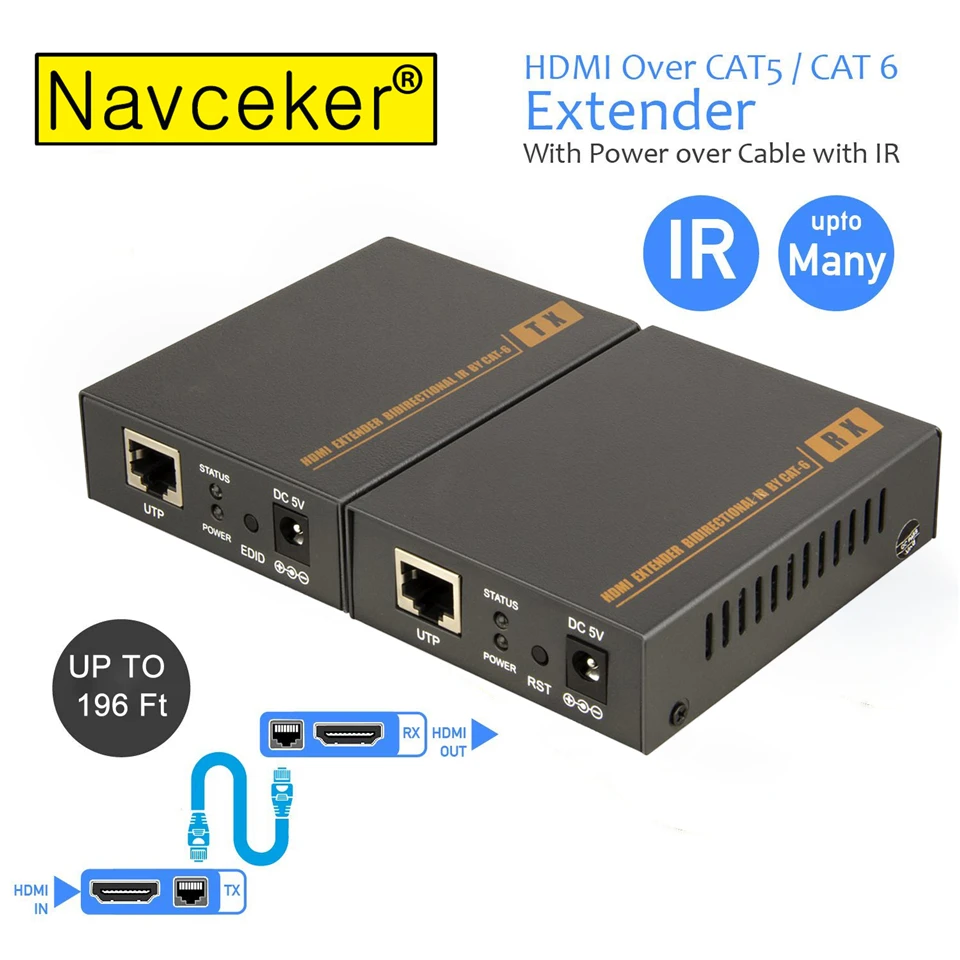 1080P 60 м HDMI удлинитель HDMI ретранслятор через Cat6 Cat7 Ethernet кабели с ик функцией RJ45 передатчик TX/RX HDMI удлинитель петли