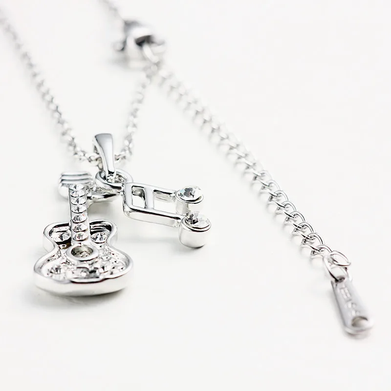 Fine violin note collar mujer for women Anti allergy crystal pendants chain necklace paris saint germain 2019 new accessories | Украшения и