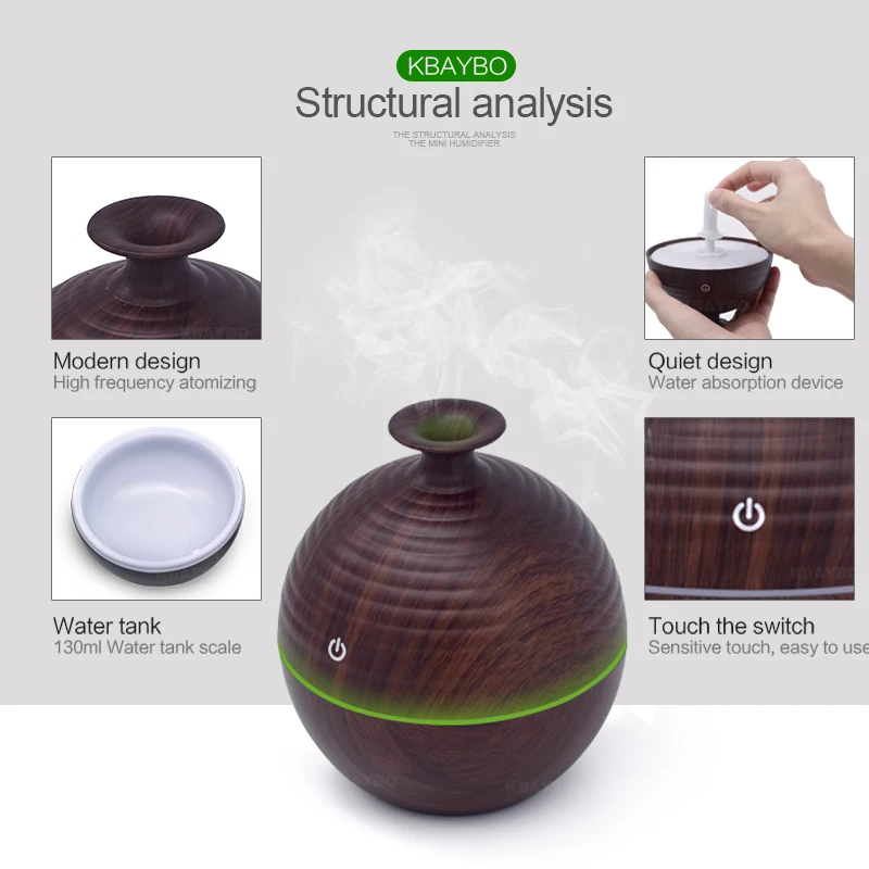 130 мл USB Испарительный Увлажнитель воздуха Арома эфирное масло диффузор