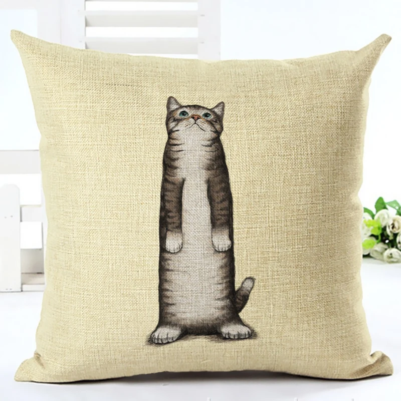 Модный Чехол на подушку с цифровой печатью милый рисунок кошки наволочка