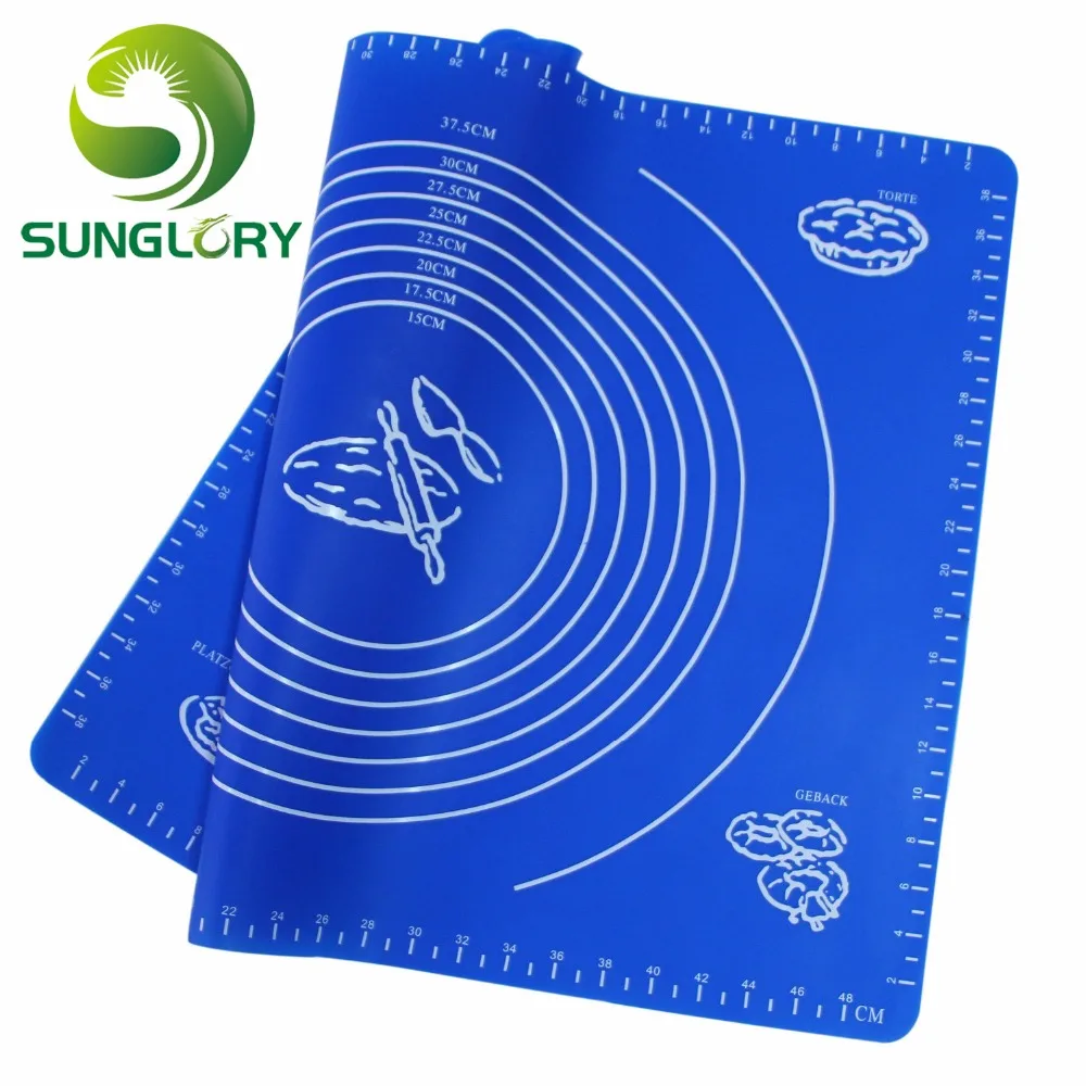 

DIY 50*40CM Silicone Roll Cut Mat Silicone Baking Mat Square Rolling Cutting Pad Fondant Cake Decorating Tools Color RoyalBlue