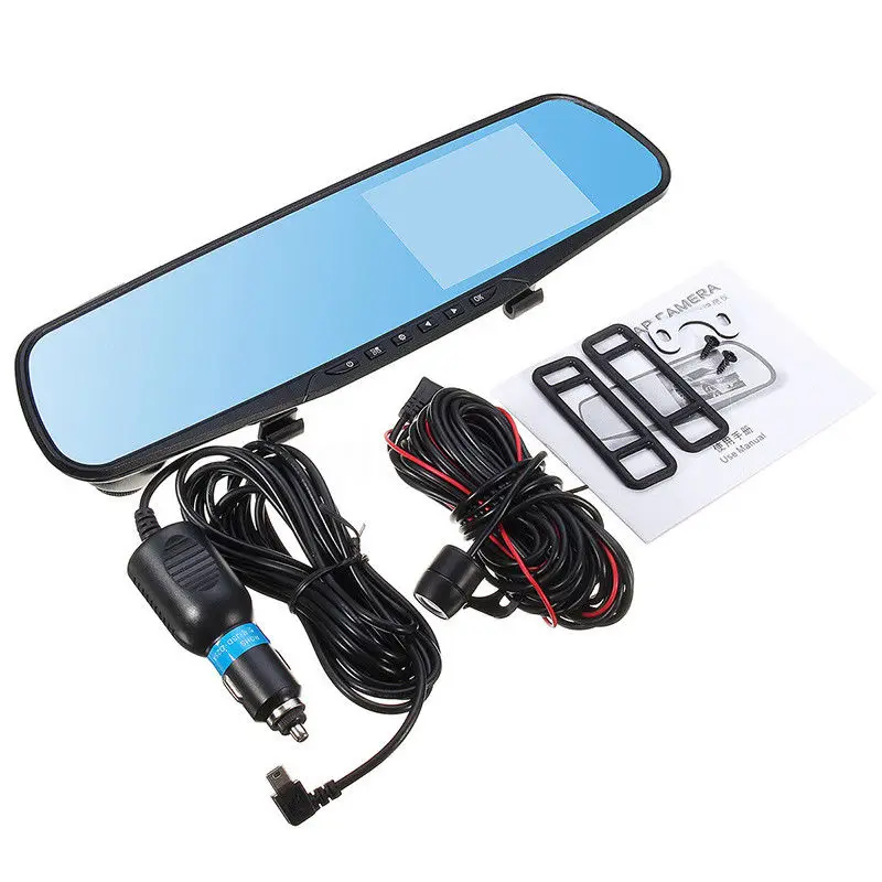 4 3 &quotFHD 1080 P двойной объектив автомобиль авто DVR зеркало видеорегистратор