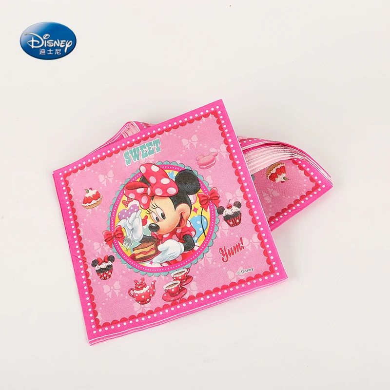 

Cartoon Minnie Mouse Napkins Party Supplies Kids Birthday Party Favors Paper Napkins Disposable Tableware Tissues 10pcs
