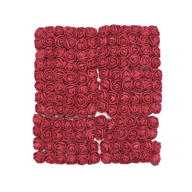 Burgundy 144 шт 2 см миниатюрная роза из пеноматериала искусственные цветы букет декоративный венок Скрапбукинг Тедди роза DIY ремесло свадебный подарок - Цвет: Burgundy