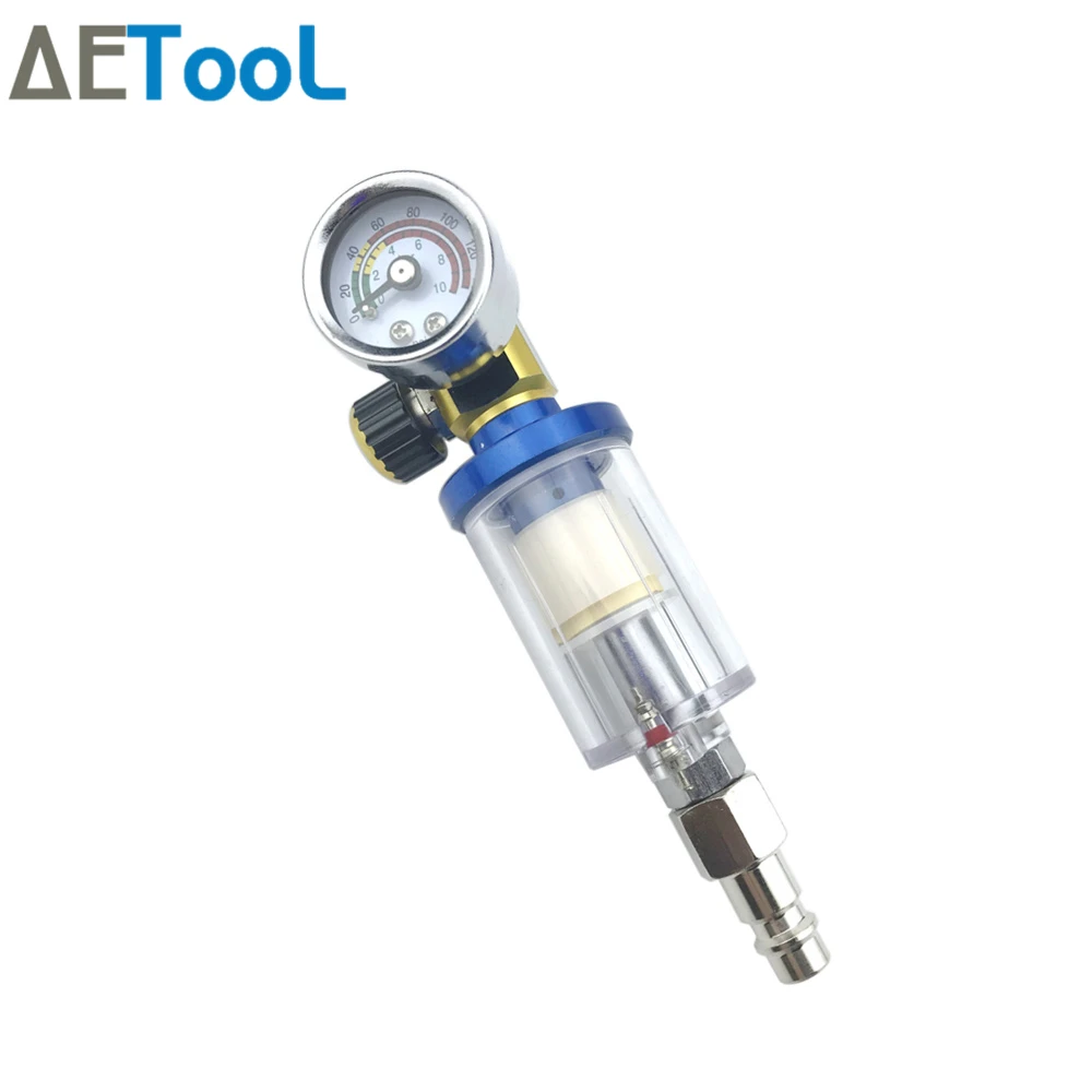 AETool 1/4 резьба 0-140PSI/10 бар LVLP HVLP Краска Spary пистолет регулятор давления Манометр с в линии воды Ловушка фильтр и Co - Цвет: EU