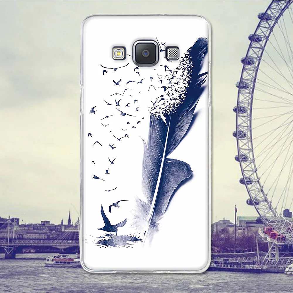 For Coque Samsung Galaxy A5 A500 A500F A500H Case Cover 5.0 Feather Cartoon Rubber Silicone 2015 Phone Cases | Мобильные телефоны и