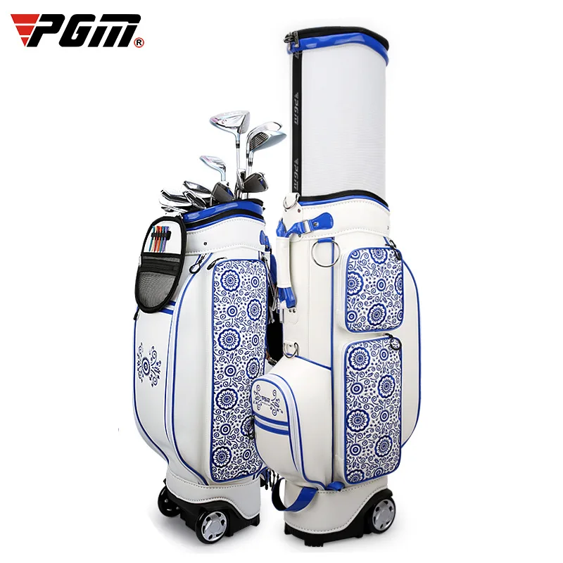 comprar Saco De Golfe Pgm Senhora Saco Azul E Branco Porcelana Bordado Flexível Retrátil Airbag Padrão Sacos D0739