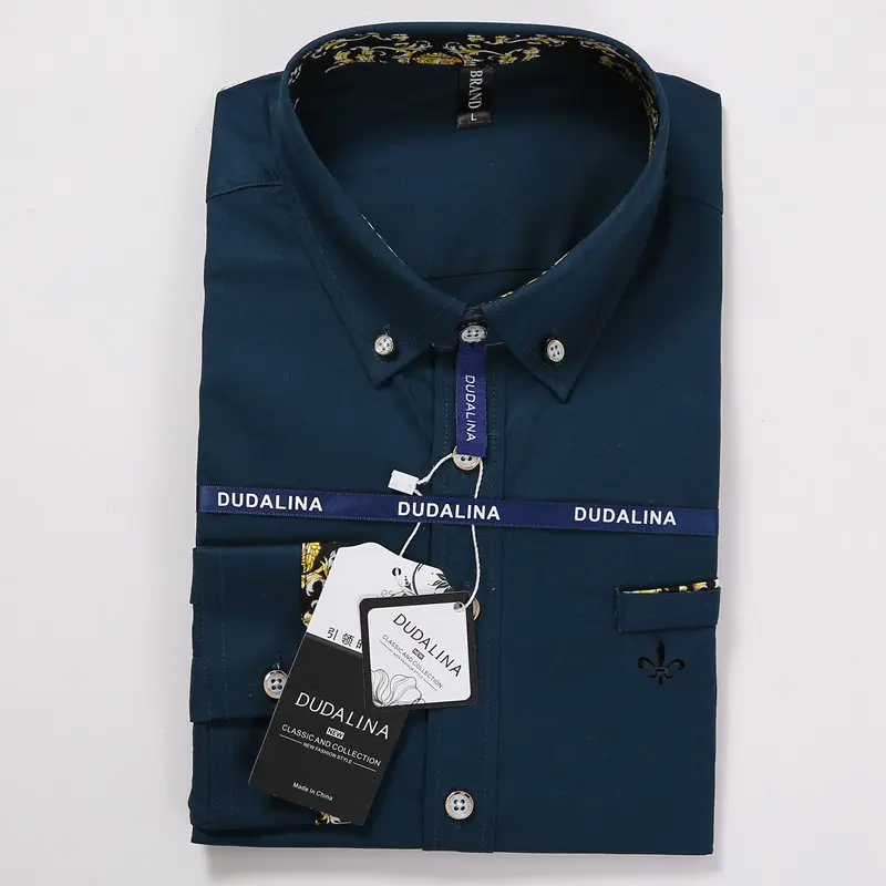 Dudalina Blusa Camisa Social Masculina коктейльные платья с длинными рукавами цветочный приталенный размер плюс мужской - Цвет: DCZ1730-Green