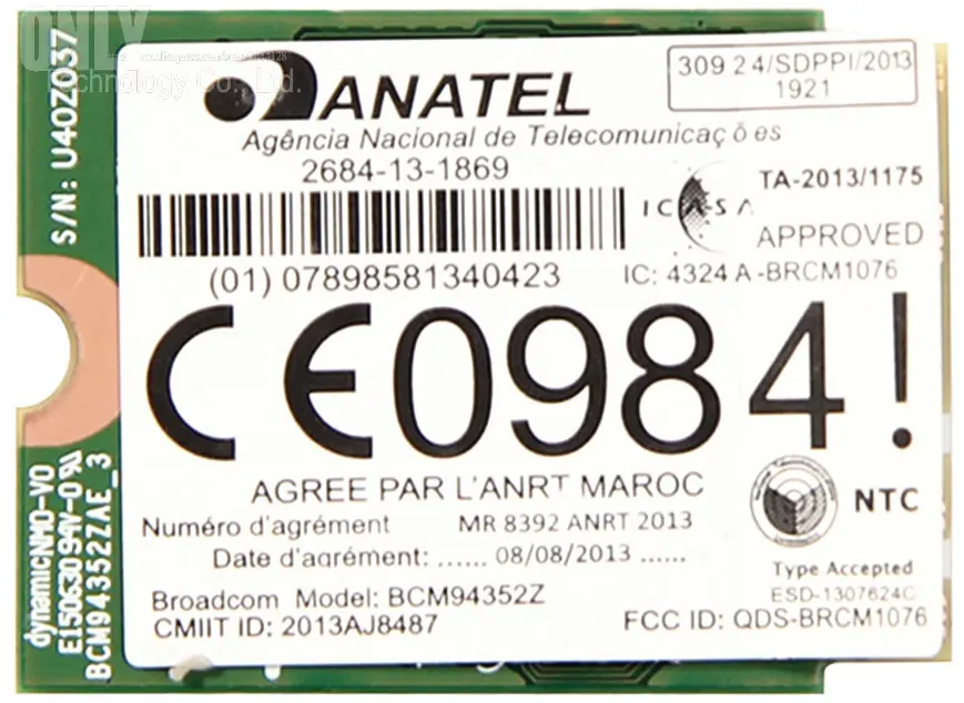 Оригинальная беспроводная Wi Fi карта NGFF 802.11AC 867 Мбит/с Broadcom BCM94352Z Bluetooth