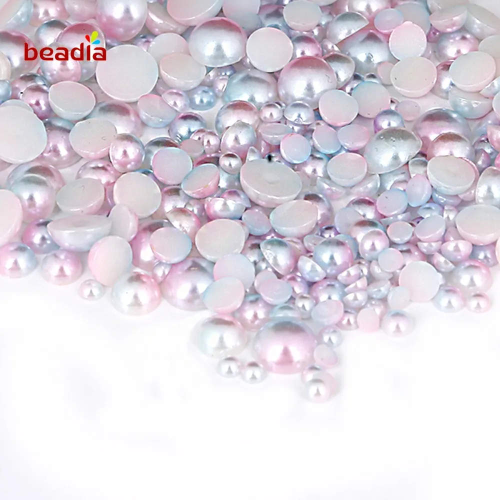 Полукруглые бусины с имитацией жемчуга полукруглые Цветочные плоской задней