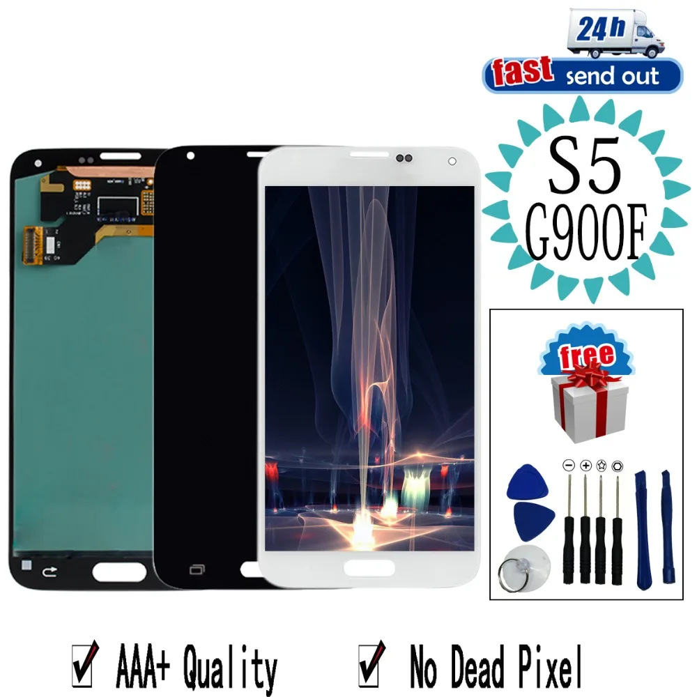 AMOLED G900F ЖК дисплей для SAMSUNG Galaxy S5 G900M G900A G900T G900FD сенсорный экран протестирован