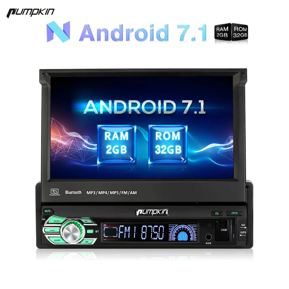 Тыква 1 Din 7 ''android автомобиля радио нет DVD плеер gps навигации Bluetooth DAB + стерео 2 Гб