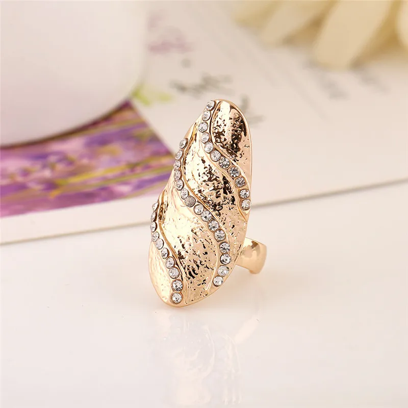 Золото/серебро 1 шт. тип волны ногтей кольцо цинковый сплав кристалл моды