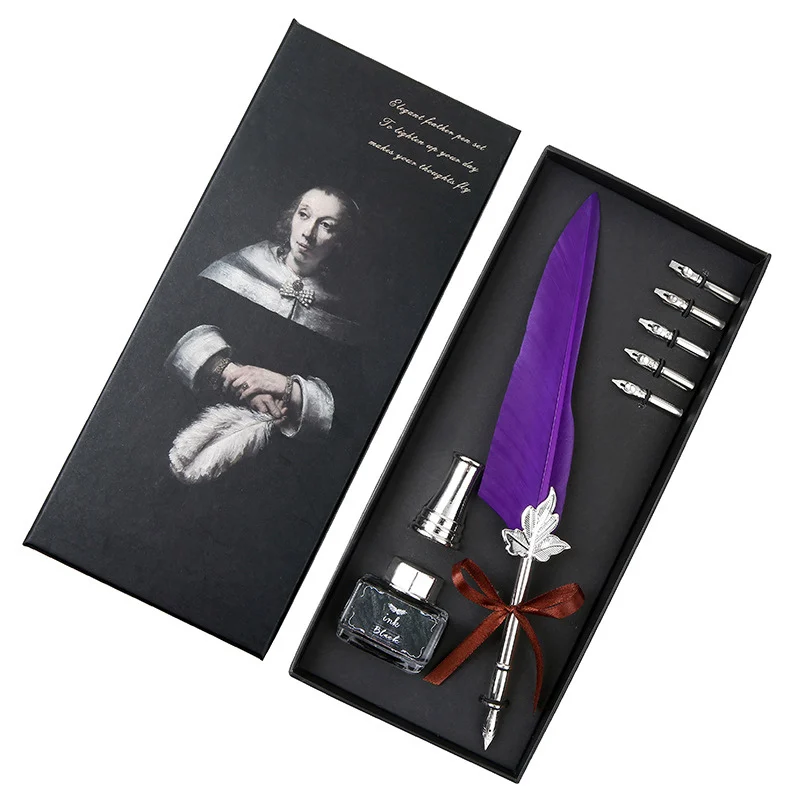 Fountain Pen -K Ретро перо Dip Ручка набор чернил канцелярские Подарочная коробка с 5 перьями свадебный подарок перо перьевая ручка подарок на день матери - Цвет: Fountain Pen -K
