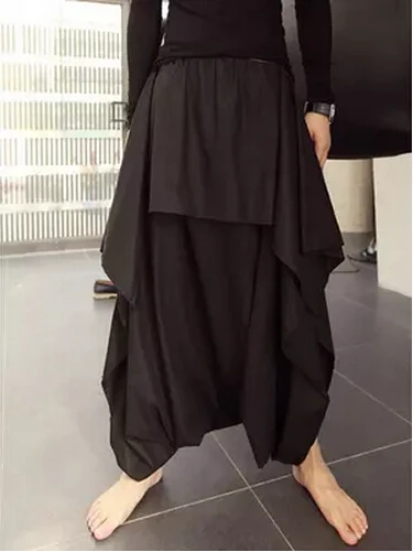 Брюки шаровары мужские льняные свободные с низким вырезом размеры 27 44 Осень зима