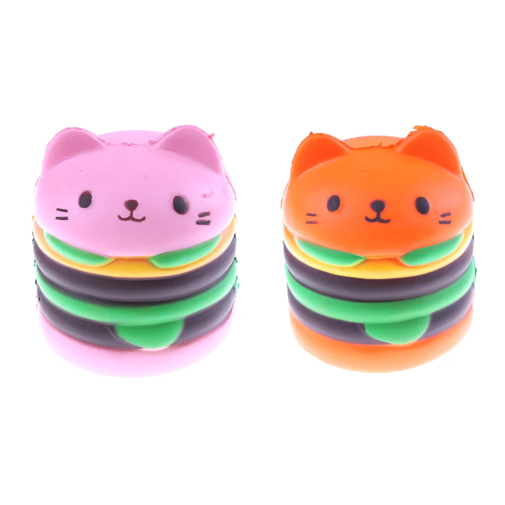 10 см милые Jumbo Squeeze Yummy Hamburger Cat Bear мягкие медленно поднимающиеся ремни для телефона
