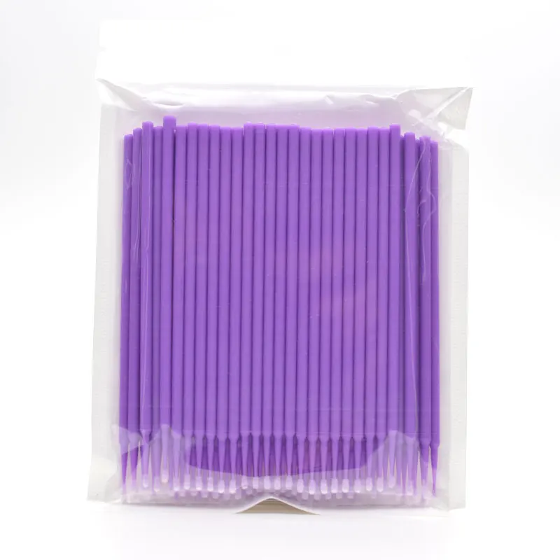 Purple XS 100 шт микро щеточки одноразовые аппликаторы тампоны для наращивания ресниц тушь для ресниц Кисть для макияжа глаз клей инструмент для удаления - Цвет: Purple XS
