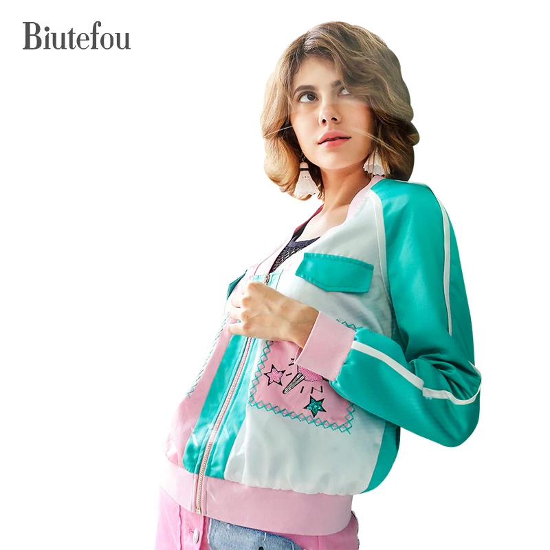 2018 Весенняя мода вышивка полупальто Женщины Тонкий Патч конструкций шик Sequines