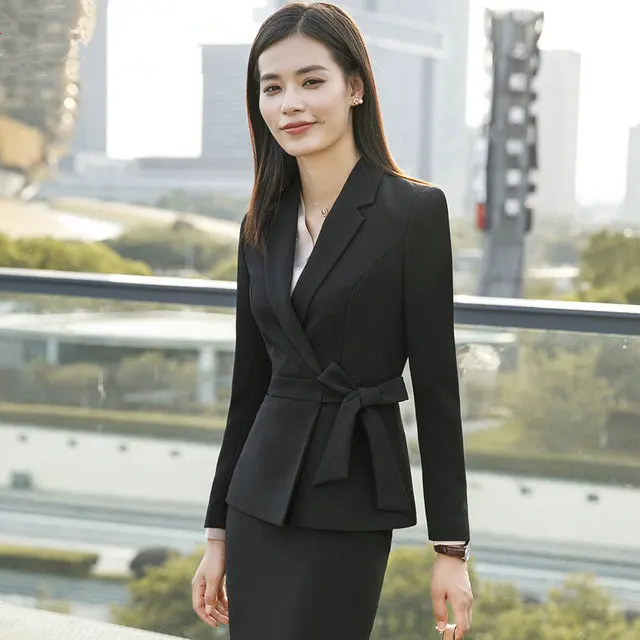 

Women Trouser Suits Female Office Lady Formal Business Pant Suits Uniform Designs Style Work Wear Blazer and Pant 2 Pieces Sets