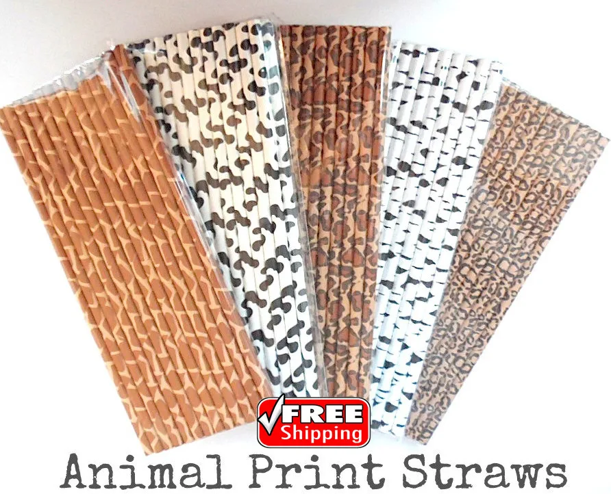 

Free DHL 2500pcs Animal Print Paper Straws Mix-Cheetah,Leopard,Giraffe,Cow,Zebra Safari Party Straws,Zoo,Jungle,Cat,Birthday,Kid