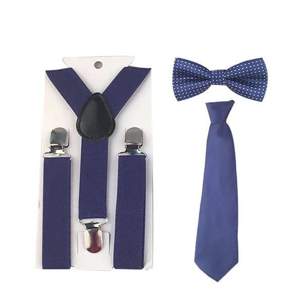 Royal Blue Комплект из 3 предметов для маленьких мальчиков и девочек, новые эластичные регулируемые подтяжки на y-образной застежке, Детский комплект с галстуком-бабочкой и подтяжками, HHtr0007 - Цвет: Royal Blue