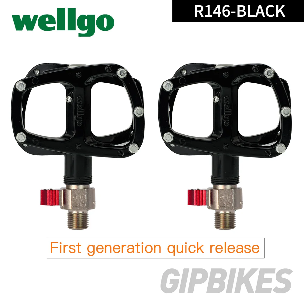1nd generation Black Wellgo R146 БЫСТРОРАЗЪЕМНАЯ велосипедная педаль из магниевого сплава, материал корпуса MTB, ультра-светильник, педали велосипедные для шоссейного велосипеда 312 г - Цвет: 1nd generation Black