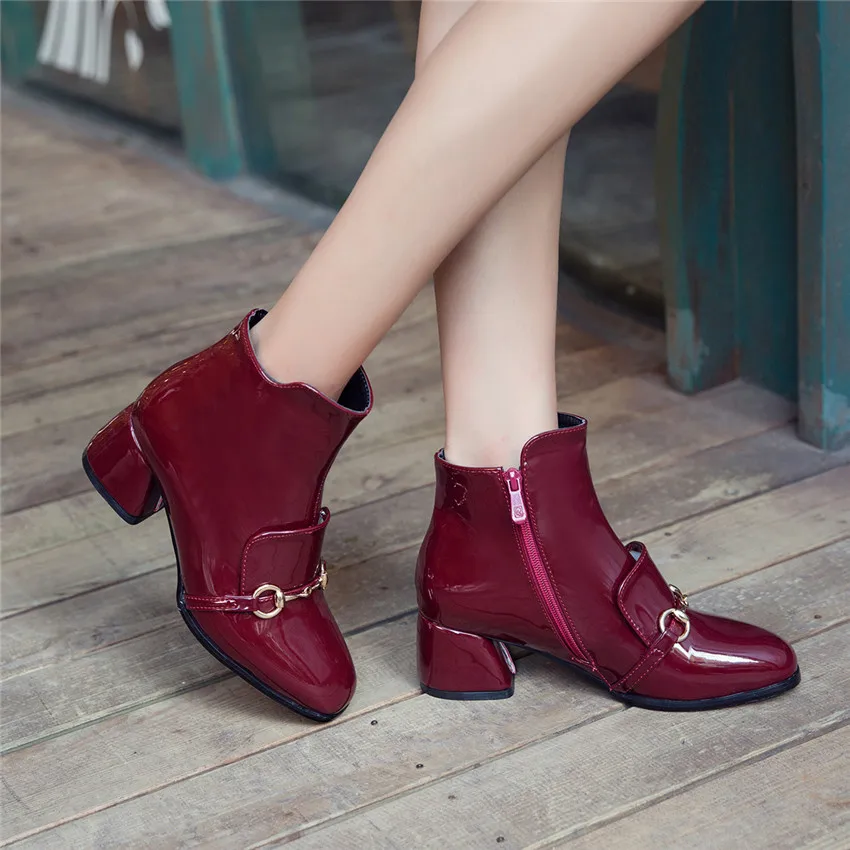 Женские ботильоны на весну и осень квадратный средний каблук полусапожки