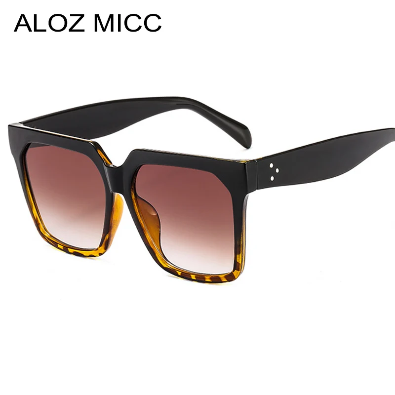 

ALOZ MICC 2019 Fashion Square Sunglasses Women Oversized Flat Top Sun Glasses For Female Rivet Vintage Shades UV400 Oculos Q189