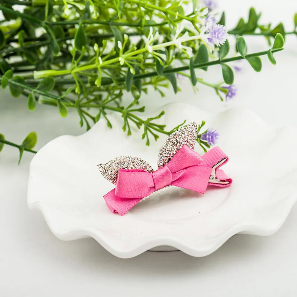 Girls Crown Hair Clip Details About Crystal Baby Kids Shiny Princess Rabbit Ears Accessories For Gift #39 |