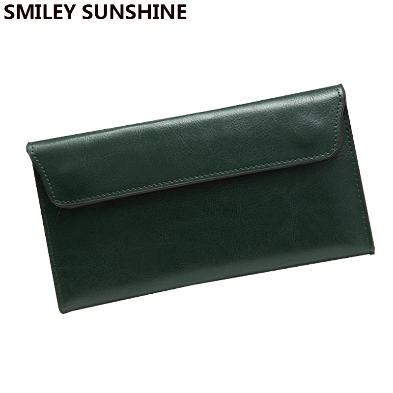 Тонкие женские кошельки из натуральной кожи модные черные длинные тонкие и