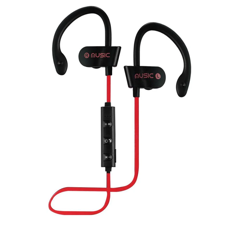 Красный Bluetooth наушники Беспроводные спортивные басовые наушники гарнитура с микрофоном для бега IOS Android Bluetooth смартфон - Цвет: Красный
