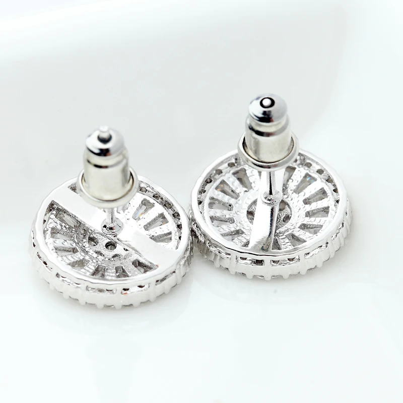 LUOTEEMI Noble Romantic Jewelry Bright Unique Round Shape Cubic Zircon Wedding Stud Earrings for Women Party Factory Wholesale|stud earrings|stud
